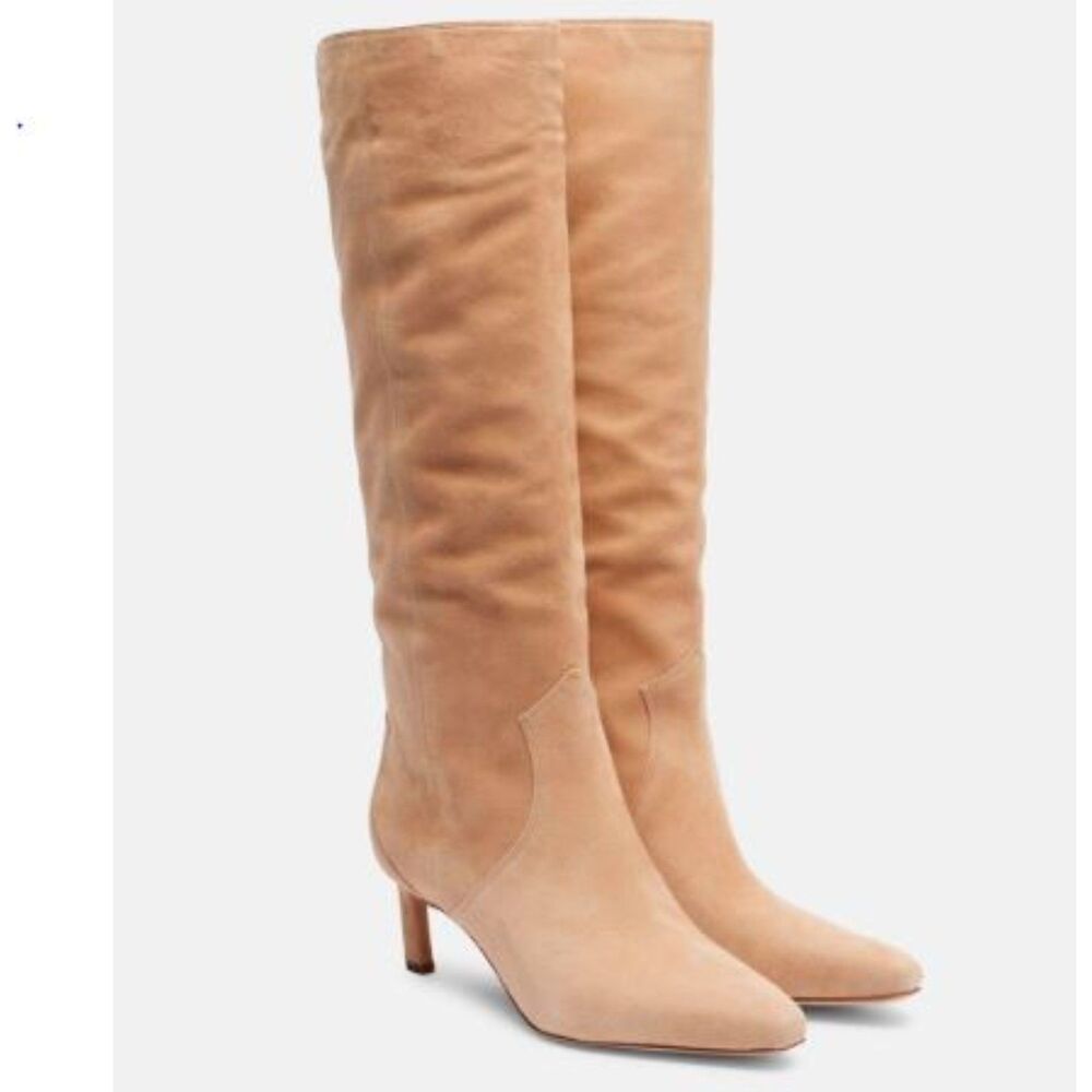 Veronica Beard Kinna Tall Suede Knee-High Boot NIB 780 7 WIDE CALF Beige SAND